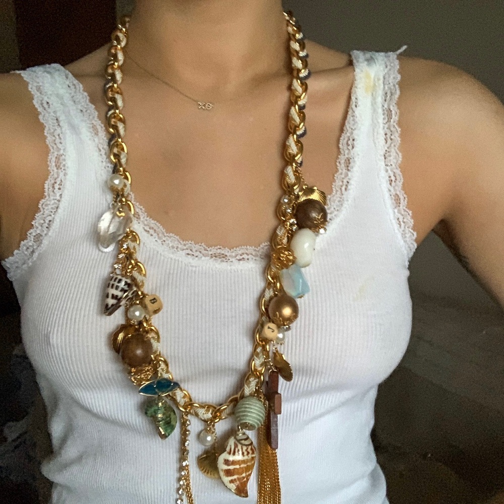 Vintage Betsey Johnson Chunky Gold Charm Necklace
